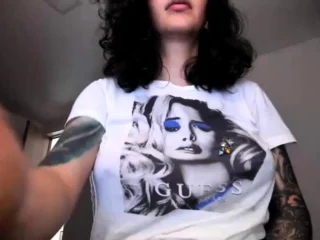 Cute curly brunette solo webcam masturbation