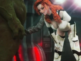 3D Redhead Ruined by Alien Monster!