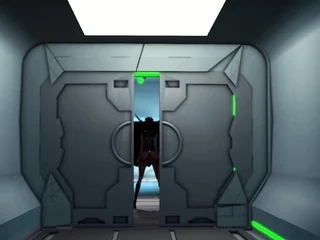 Cyber angel dickgirl fucks sexy blonde in the space station