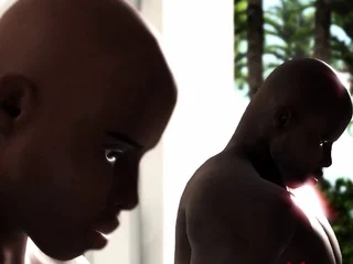 Group sex on the island. Black big guys fuck hot horny girls