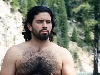 Hairy Man Masturbating Outdoors by the Road