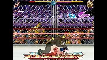 Hot lady having sex with big man in public in Mugen ryona hentai game video