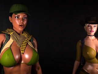 Lesbian futanari threesome adventure animation in Egypt