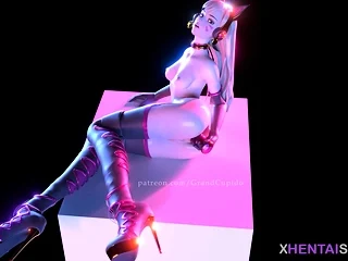 Sexy booty Dva from Overwatch pleasing herself