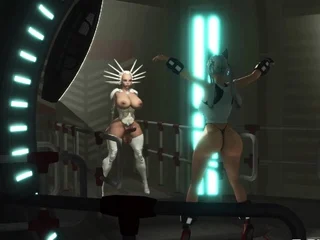 Super hot gamer girl gets hard anal fuck with sexy futanari